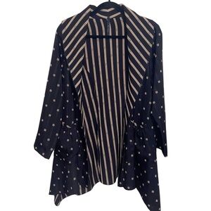 IC Connie K Jacket Womens S/M  Vintage USA Lagenlook Geometric Print Artsy Boho